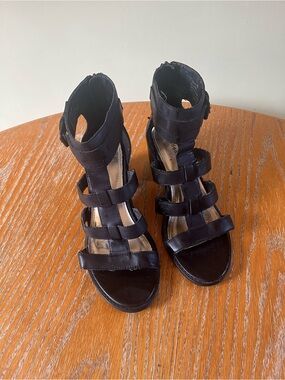 Madden Girl Black Multi-Strap High Heel Sandals